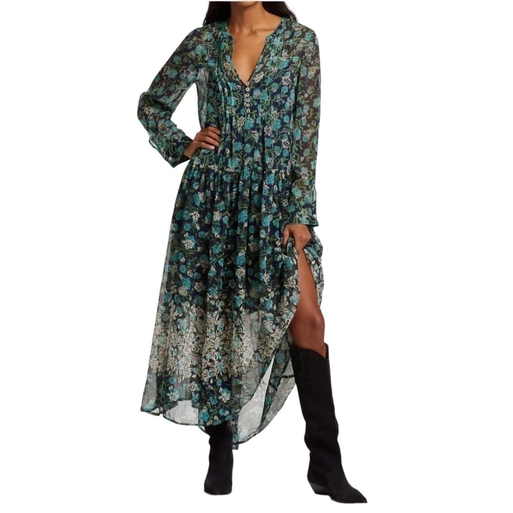 Free People See It Through Floral Maxi Dress Twilight Combo XS